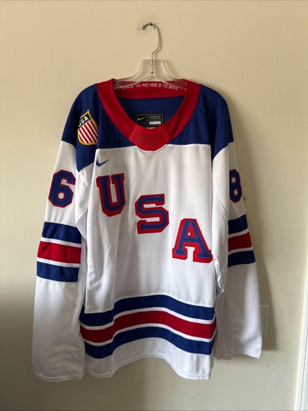 Men’s Nike Jack Hughes #86 Team USA Hockey Jersey 2026 Olympics Sz XL White RARE